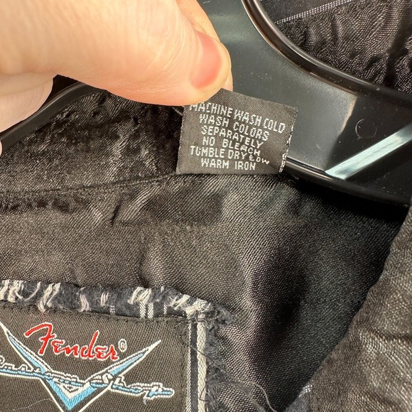 Fender Rock & Roll Religion Shirt Men XL Black Pinstriped Short Sleeve Button Up - Picture 11 of 11